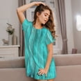 thumbnail image 3 of Daiia Chemise de Nuit en Bois Turquoise2 Imprimé pour Femmes Chemises de Nuit Douces pour Femmes Robe à Manches Courtes Vêtements de Nuit à Manches Courtes, 3 of 6
