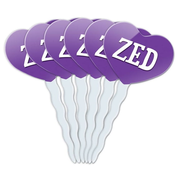 Zed Heart Love Cupcake Picks Toppers - Set of 6