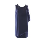 Betsy & Adam NEW Blue Sequined Draped Women's 6P Petite Sheath Dress $169 #022