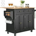 thumbnail image 1 of KFFKFF Kitchen Island Cart Rolling Storage Cabinet on Wheel with Drawer & Shelves, 1 of 9