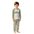 thumbnail image 3 of Matching Christmas Pajamas for Family, Ultra-Soft Cotton Holiday Pajamas, Xmas Letter Print Green Raglan White Plaid Pjs Pants, 3 of 5