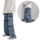 thumbnail image 3 of Pantalones De Mezclilla Con Bordado De Letras Pantalones Casuales De Pierna Recta Sueltos De Moda Para Citas De Fiesta Azul L, 3 of 8