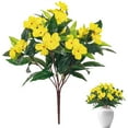 thumbnail image 2 of Nanoei Artificial Impatiens Flowers Bouquet, Realistic 5-Pc Faux Plants for Outdoor Garden Porch Patio Balcony Home Decor Yellow, 2 of 9