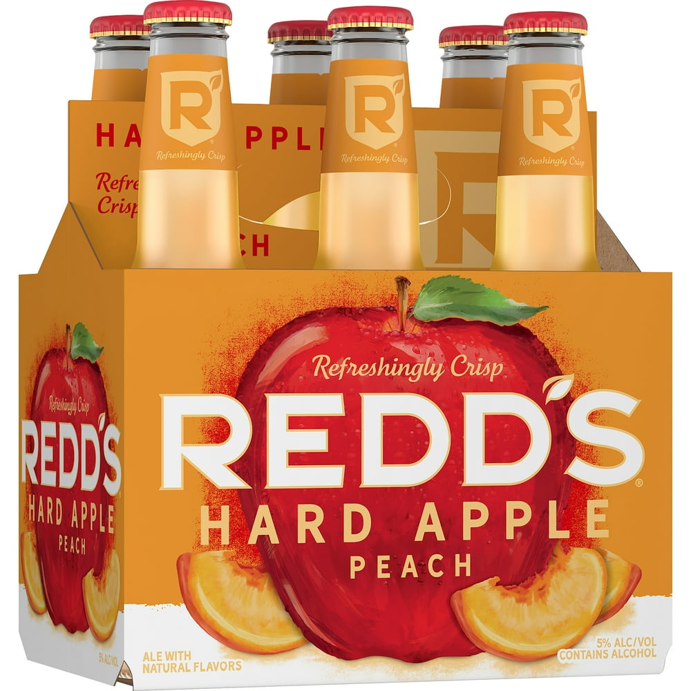 Redd's Hard Apple Peach Ale Beer, 6 Pack, 12 fl. oz. Bottles, 5 ABV