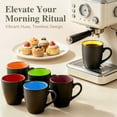 thumbnail image 5 of TINANA 12 oz Ceramic Coffee Mugs Set of 6, Matte Black Coffee Cups with Colorful Interior, Tea Mugs for Home Office, Microwave and Dishwasher Safe, 5 of 7