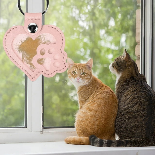 Memorial Keychain for Hair Keepsake Print Shape Jewelry - Remembrance Accessory for Cat and Dog Lovers