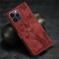 thumbnail image 4 of Wallet Case Designed for Apple iPhone 12, iPhone 12 Pro for Women,Flip Folio Cover with Butterfly Embossed PU Leather Kickstand Credit Card Holder Slots Magnetic Wrist Strap Phone Case, Winered, 4 of 13