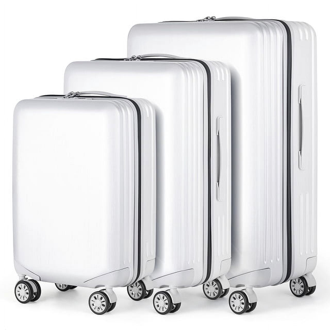 Hikolayae Mesa Collection Hardside Spinner Luggage Sets in White, 3 Piece - TSA Lock