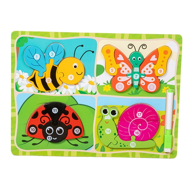 Rompecabezas de madera 2 en 1 para niños pequeños, tablero de dibujo, recuerdo de fiesta, desarrollo de inteligencia con abeja