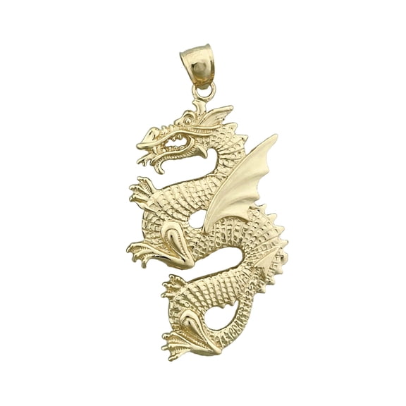 14K Gold Serpent Dragon Pendant