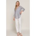 thumbnail image 2 of Long Slv Split Round Neck Stripe Woven Shirt, 2 of 5