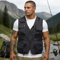 thumbnail image 5 of GrmtClth Men's Utility Fishing Vest Hunting Multi Pockets Sleeveless Jacket Casual Breathable Outdoor Waistcoats Quick Dry Clothing Black L, 5 of 8