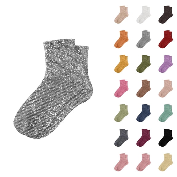 Sparkly Metallic Slouch Socks for Women 2026 Cute Casual Trendy Stretch Comfortable Mid Calf Socks