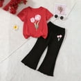 thumbnail image 2 of Girls Clothes Flower Printed Crewneck Short Sleeve Tees and Flare Pants Sets Summer Fashion Casual Outfits Size 2-8, 2 of 6