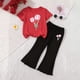 thumbnail image 1 of Conjuntos de blusas y camisas de cuello redondo y manga corta para niños, top con capucha de manga larga de color con cintura elástica, pantalones largos, traje casual y cómodo, conjunto de poliéster, 1 of 6