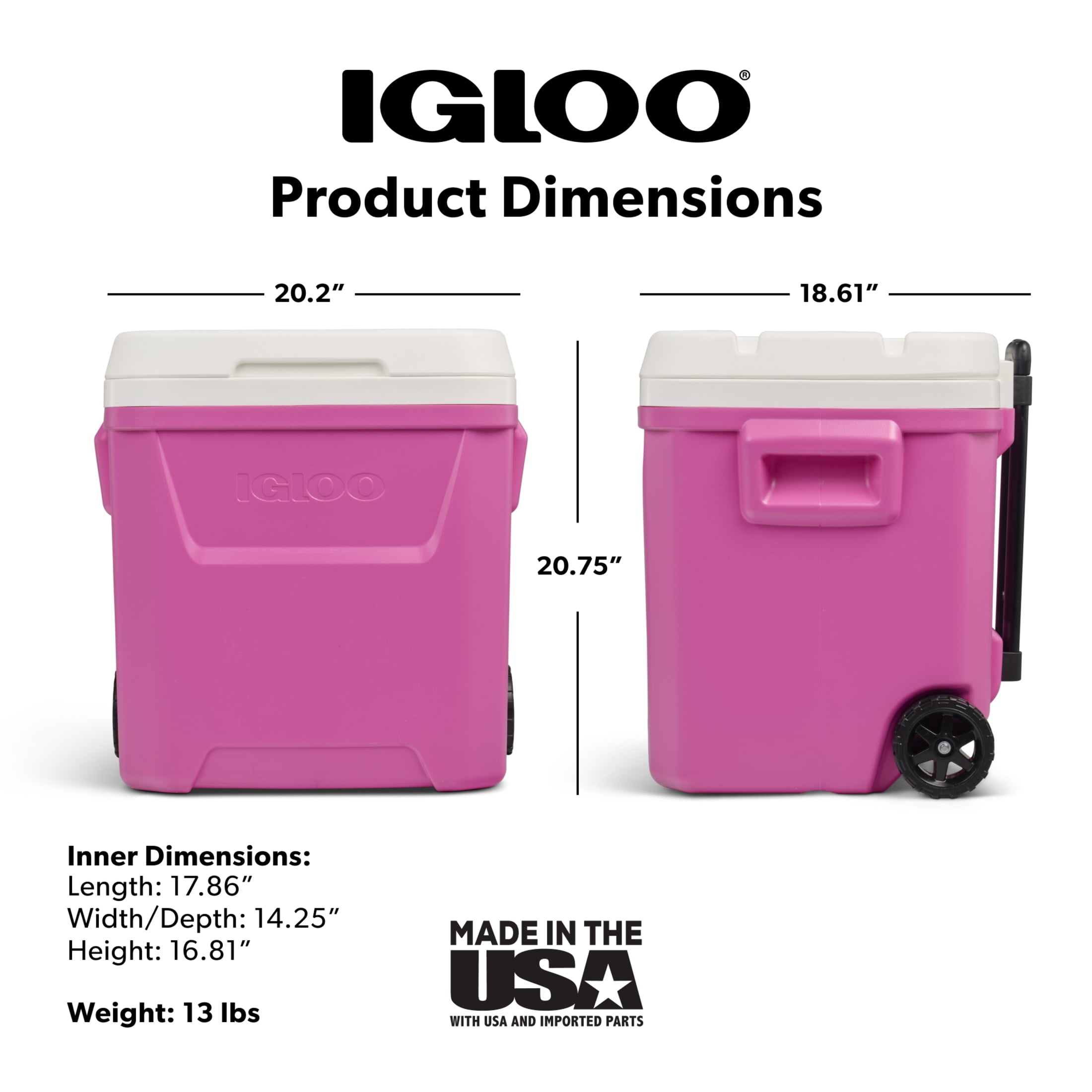 Igloo 60 QT Laguna Ice Chest Cooler with Wheels, Pink