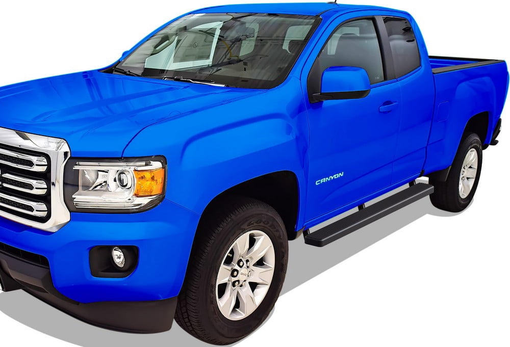 APS Running Boards 5in Black Compatible with Chevy Colorado GMC Canyon 2015-2022 Extended Cab Stainless Steel (Nerf Bars Side Steps Side Bars)