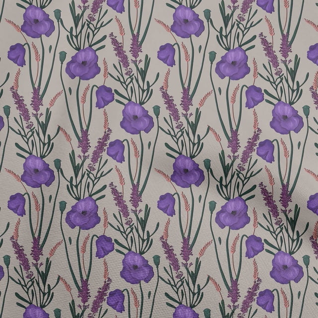 oneOone Viscose Jersey Violet Tissu Floral Rétro Matériel de Couture Tissu Imprimé par la Cour 60 Pouces de Large