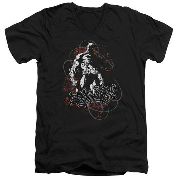 Batman Urban Gotham S/S Adult V-Neck T-Shirt Black