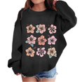 thumbnail image 1 of MEZZALL Chandail en Molleton Graphique pour Enfants Fille Col Rond Manches Longues Imprimé Floral, Noir, 9-10 Ans, 1 of 4