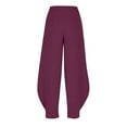 thumbnail image 5 of HongQid Women's Casual Cotton Linen Barrel Pants with Elastic Waist Relax Fit Trouser, 5 of 9