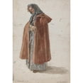 thumbnail image 3 of Joshua Cristall 14x18 Black Modern Framed Museum Art Print Titled - Young Woman in a Kerchief and Cloak at Hastings (1807), 3 of 5