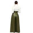 thumbnail image 6 of DHFJKG High Waist Wide Leg Pants For Women Fashion Trousers Metallic Glossy Night Out Comfortable Belted Trendy Trousers, 6 of 8