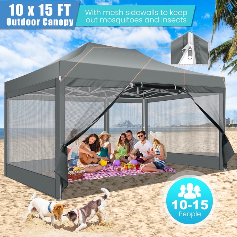 SANOPY 10x15 Heavy Duty Pop up Canopy with 4 Mosquito Net