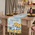thumbnail image 2 of Table Runners 72 Inches Long Dress Scarves, Sunflowers Trucks Farmhouse Kitchen/Dining Table Runner, Coffee Tablerunners, Spring Farmhouse Eucalyptus Teal Wood 16x72 Inch, 2 of 9