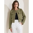thumbnail image 2 of DARING DIVA Women's Cropped Button Down Work Business Tweed Blazers S Olive Green, 2 of 6