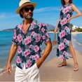 thumbnail image 2 of KUIFORTI Couple Matching Outfits Matching Vacation Outfits for Couples Soft and Comfortable Casual Beach Vacation Party Shirt Suitable for Everyday Casual Wear Pink Hibiscus Floral, 2 of 7
