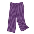 thumbnail image 7 of Purple for Women Summer Fall Faux Gauze Linen Loose Fit Casual Capri Ruched Striped Straight Leg Trousers Pants Ladies 2025 Clothing 5XL, 7 of 7
