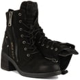 thumbnail image 5 of Replay Firestar Women's Lace Up Leather Ankle Boot With Side Zip In Black Size 7, 5 of 6