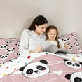 thumbnail image 5 of Manfei Cartoon Panda 2pcs Bedding Comforter Set,Geometric Stripes Twin Comforter Sets,Love Heart Print Breathable Bedding Set,Lightweight Wildlife Room Decor,Reversible, 5 of 8