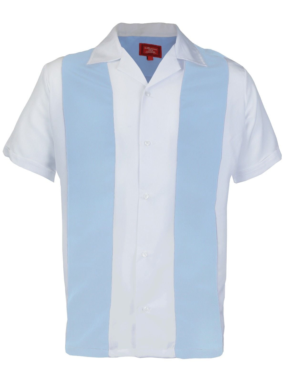 Maximos - Men's Two Tone Bowling Casual Dress Shirt (Light Blue / White