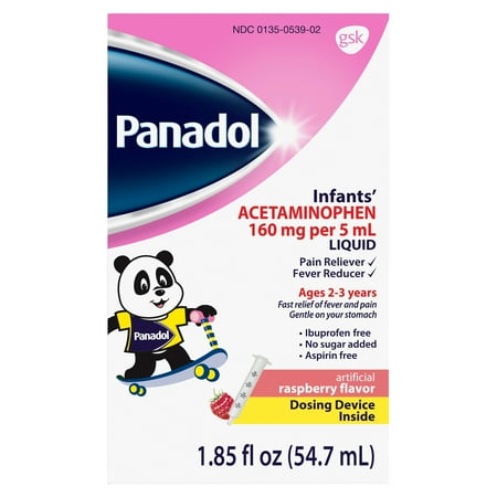 Panadol Infant's Pain Reliever and Fever Reducer, Liquid Acetaminophen, Raspberry - 1.85 Fl Oz