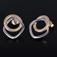 thumbnail image 3 of Italian 14k Yellow & White Gold Tube Eternity Circle Square Hoop Stud Earrings - Eternity Tubular, 3 of 5