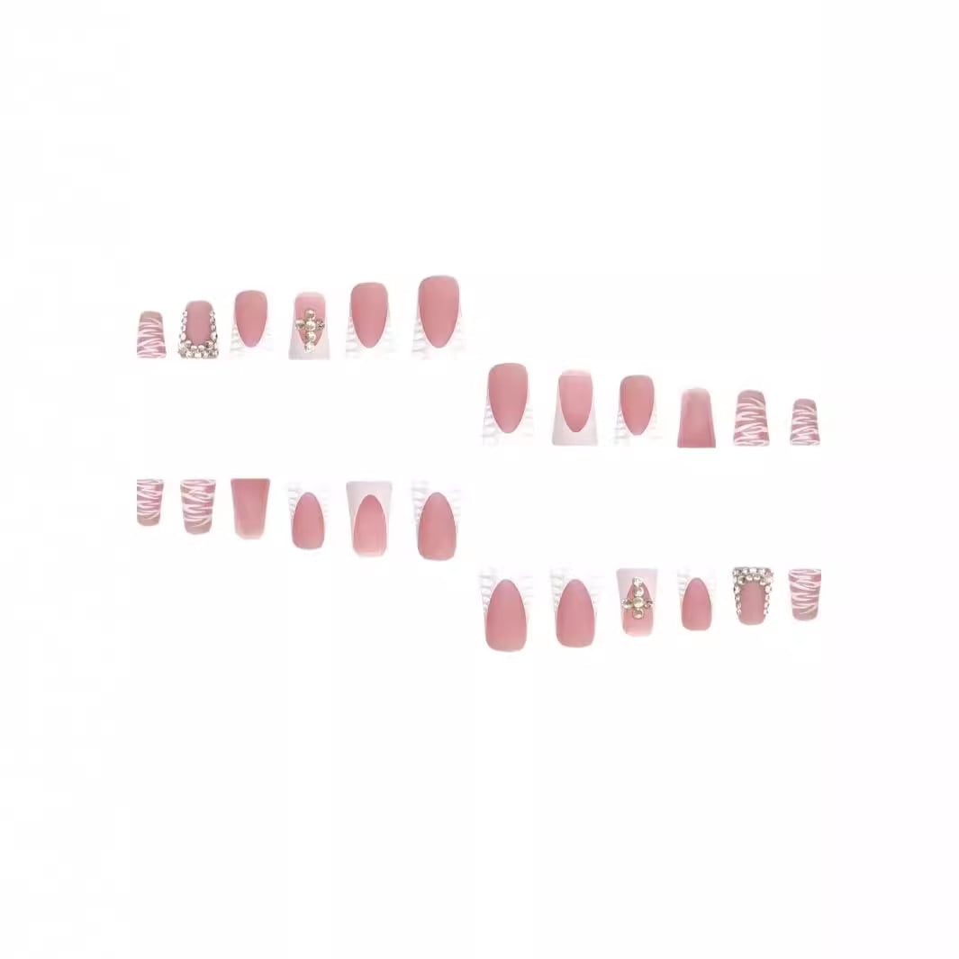 Cross-border explosion European and American French duck mouth type wearing nail point drill cross fake nail removable nail piece wholesale