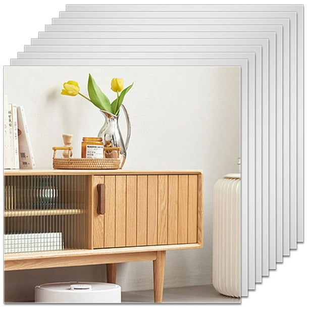 10 hojas de espejo autoadhesivas, sin espejo de cristal, 12.0 x 12.0 in, hojas de espejo flexibles ultrafinas, azulejos de bricolaje, pegatinas de espejo, decoración de pared, espejo para el hogar, do