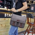 thumbnail image 4 of Canvas Messenger Bag Vintage Laptop Shoulder Bag Military Crossbody Bag - black, 4 of 5