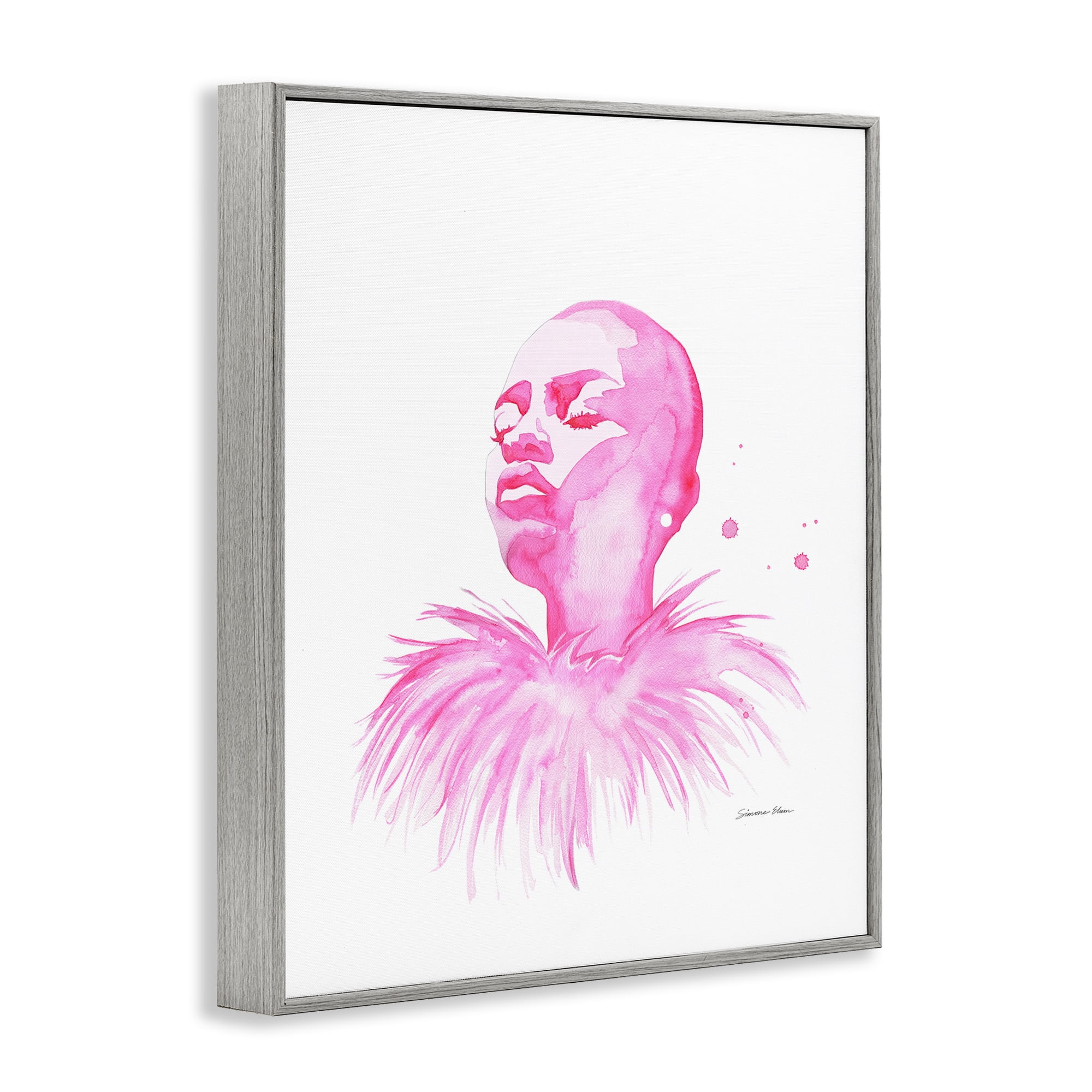 Stupell Industries In A Pink Mood Portrait Gray Framed Giclee Art, design by Simone Elum