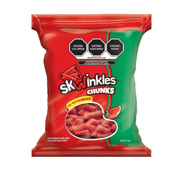 Dulce enchilado Skwinkles chunks sabor sandía con rellenos sabor chamoy 130 g