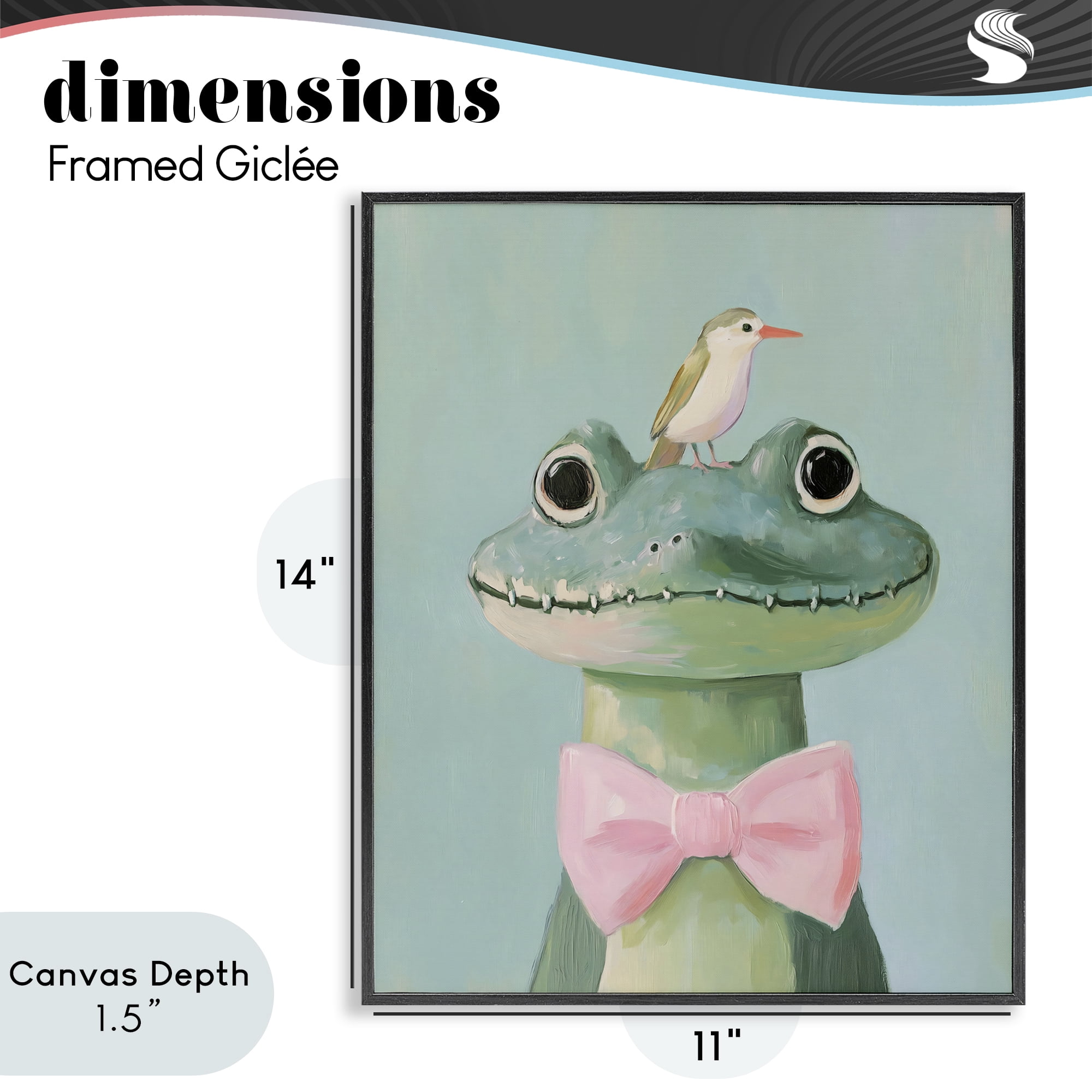 Stupell Industries Crocodile & Bird with Bowtie Black Framed Giclee Art, design by The Prints Vibe