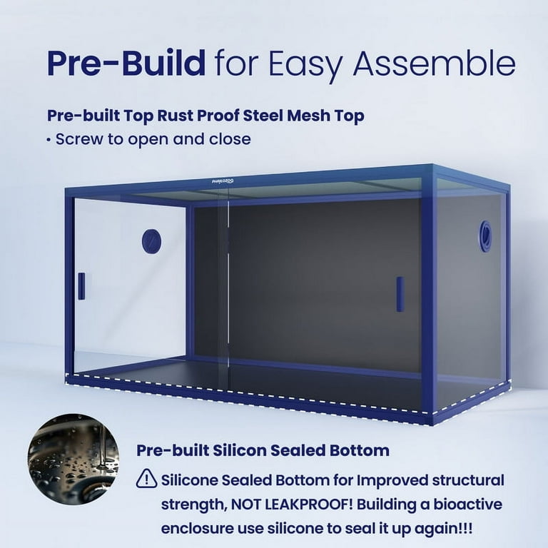 水槽 120×32×40cm Phailozoo 120-Gallon Reptile Terrarium, Front Opening Enclosure