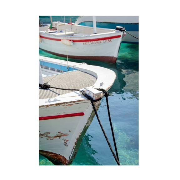 Laura DeNardo 'Workboats of Corfu Greece III' Canvas Art