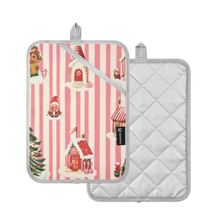 

Yayeee Pot Holders for Kitchen Heat Resistant with Pocket 7 x9.8 Quilted Oven Pads White Gingerbread Houses