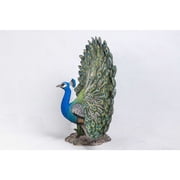 Hi-Line Gift Resin Animals Peacock Sculpture, Green