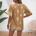 thumbnail image 3 of JULMCOMO Blouses for Women Boho Floral Print V Neck Half Button Short Sleeve Casual Summer Blouses Loose Fit Comfy Tunic Tops Yellow XL, 3 of 3
