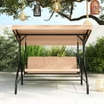 thumbnail image 4 of Costway 3-Seat Patio Swing with Canopy with Removable Cushions & Side Pockets Stand Beige, 4 of 10