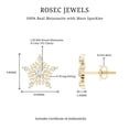 thumbnail image 4 of Rosec Jewels Snowflake Earrings with Moissanite (D-VS1 Quality) - Certified Moissanite Stud Earrings for Women - Ready to Gift, 14K Yellow Gold, 4 of 6
